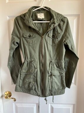 iris Olive Utility Jacket with Drawstring Waist